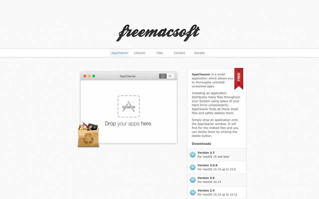 The AppCleaner page at freemacsoft.net