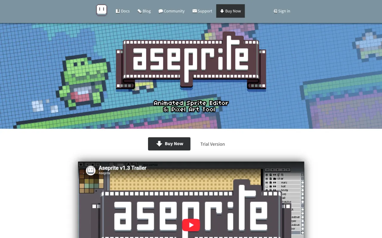 The Aseprite page at aseprite.org