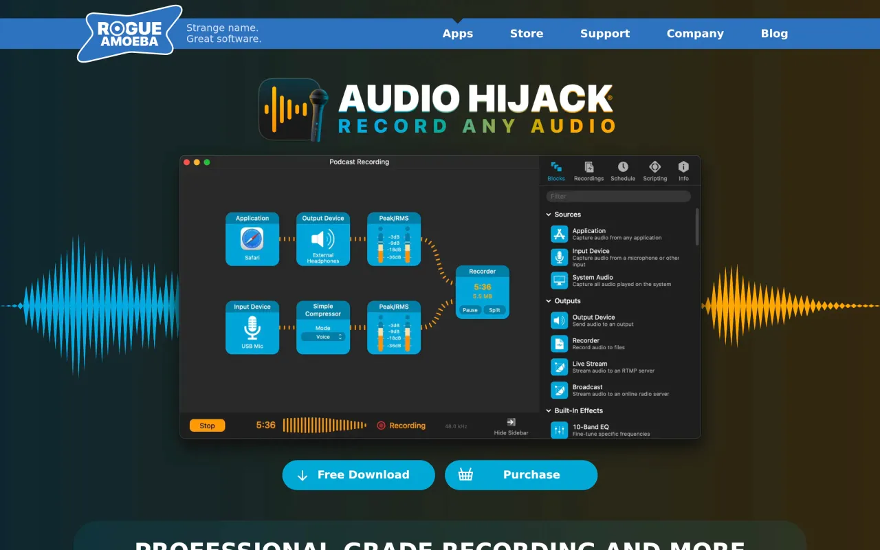 The Audio Hijack page at rogueamoeba.com
