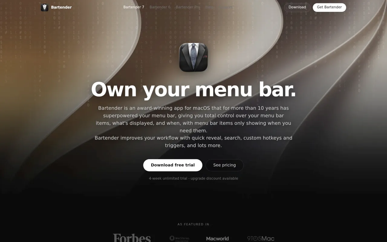 The Bartender page at macbartender.com