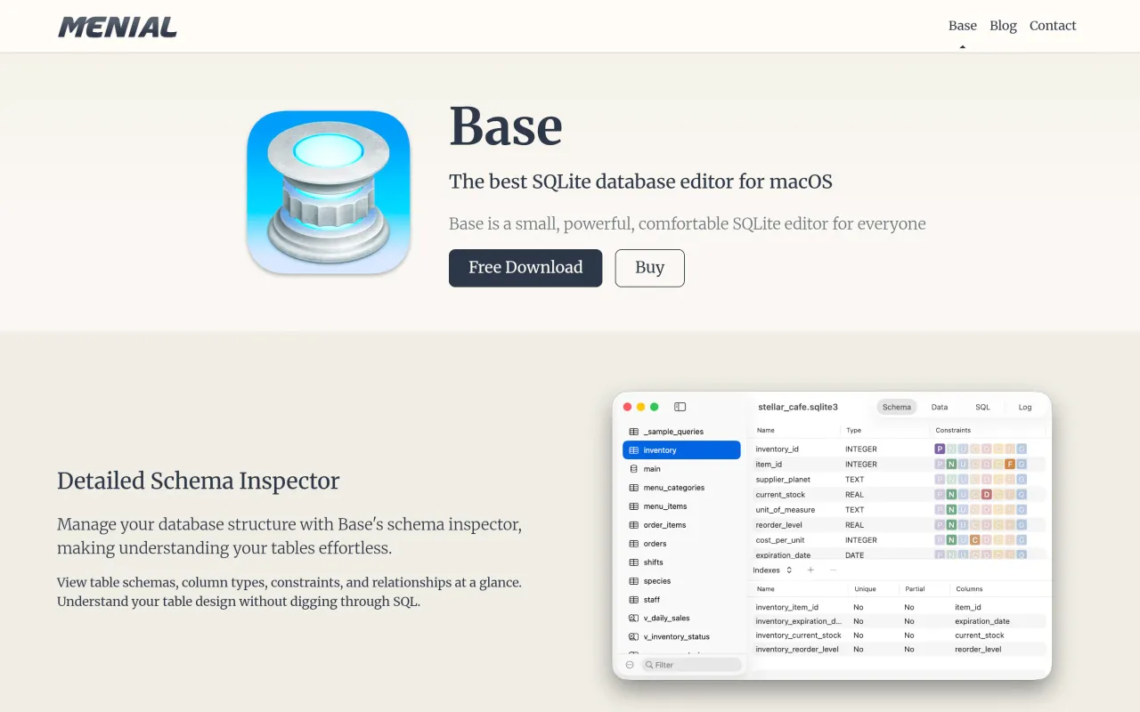 The Base 3 page at menial.co.uk