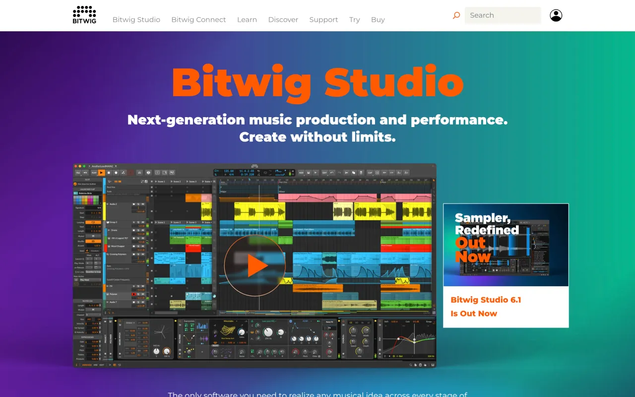 The Bitwig Studio page at bitwig.com