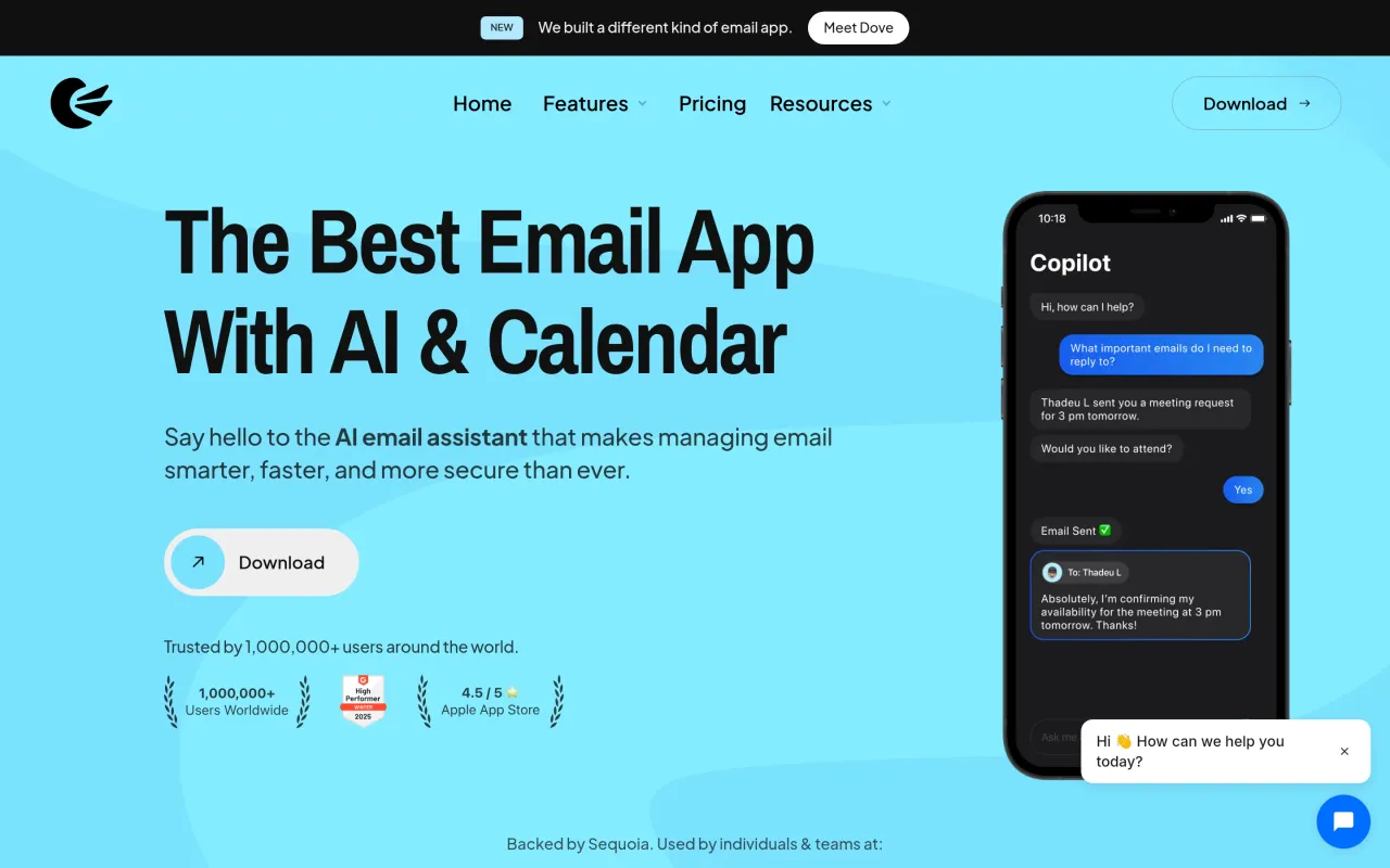 The Canary Mail page at canarymail.io