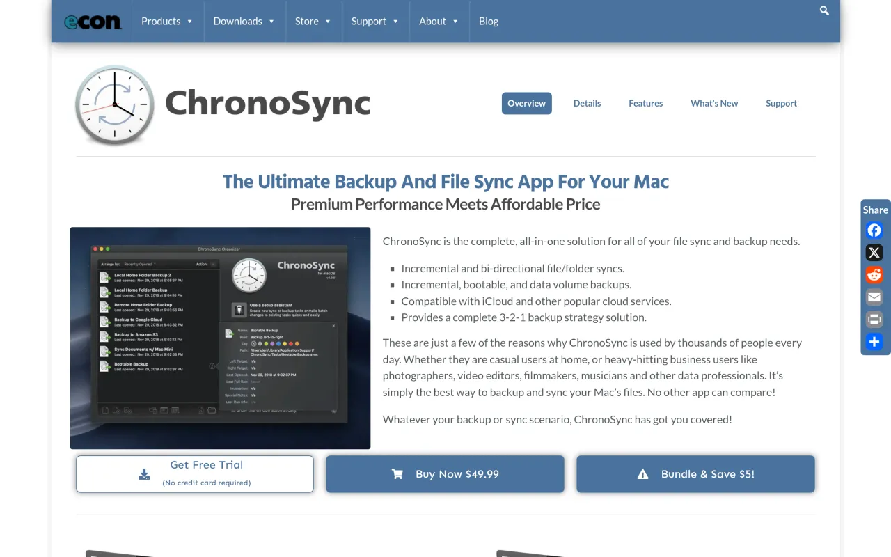 The ChronoSync page at econtechnologies.com