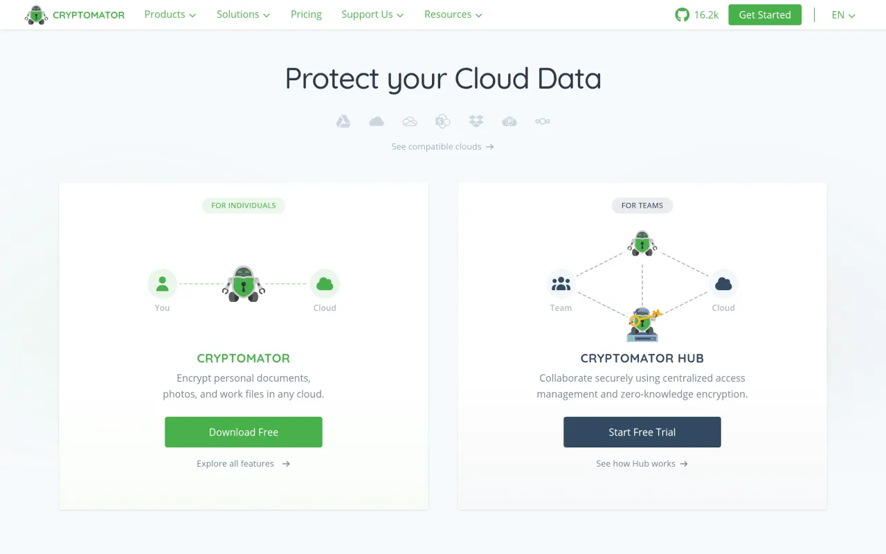 The Cryptomator page at cryptomator.org