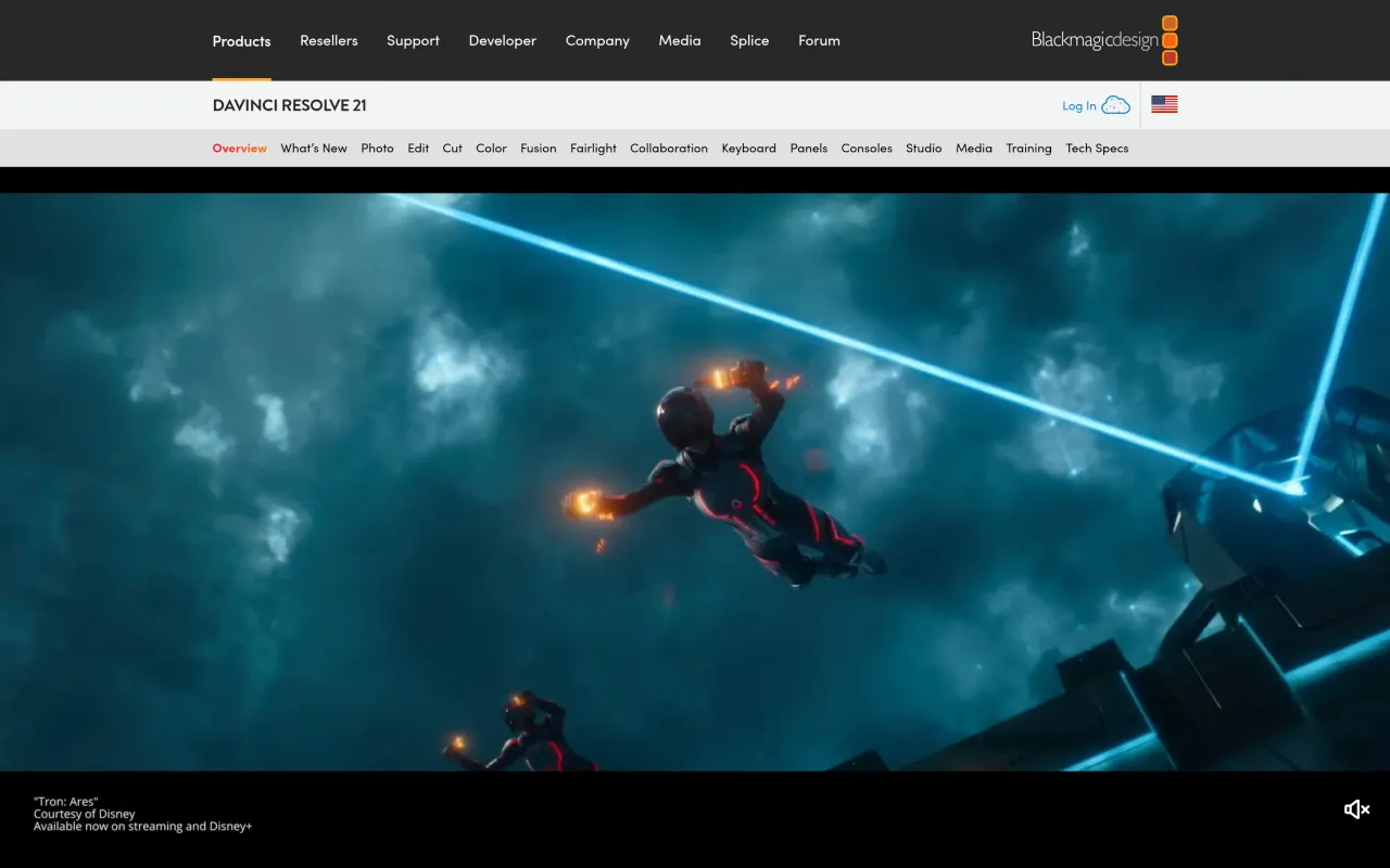 The DaVinci Resolve Studio page at blackmagicdesign.com
