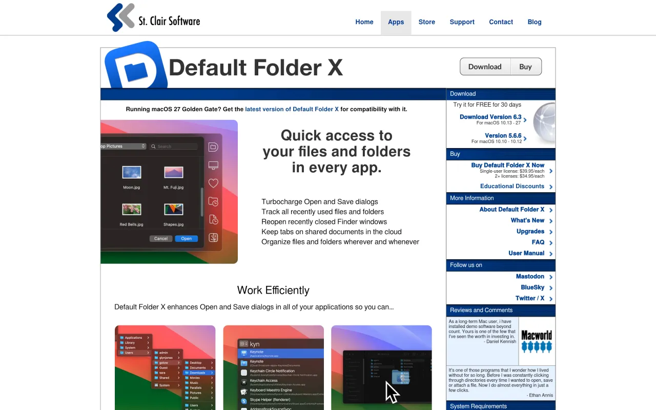 The Default Folder X page at stclairsoft.com