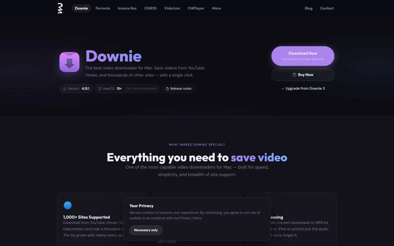 The Downie page at software.charliemonroe.net