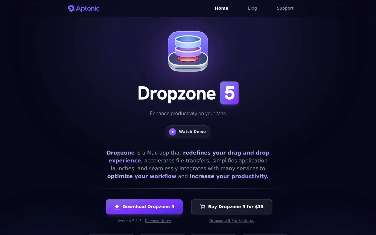 The Dropzone page at aptonic.com