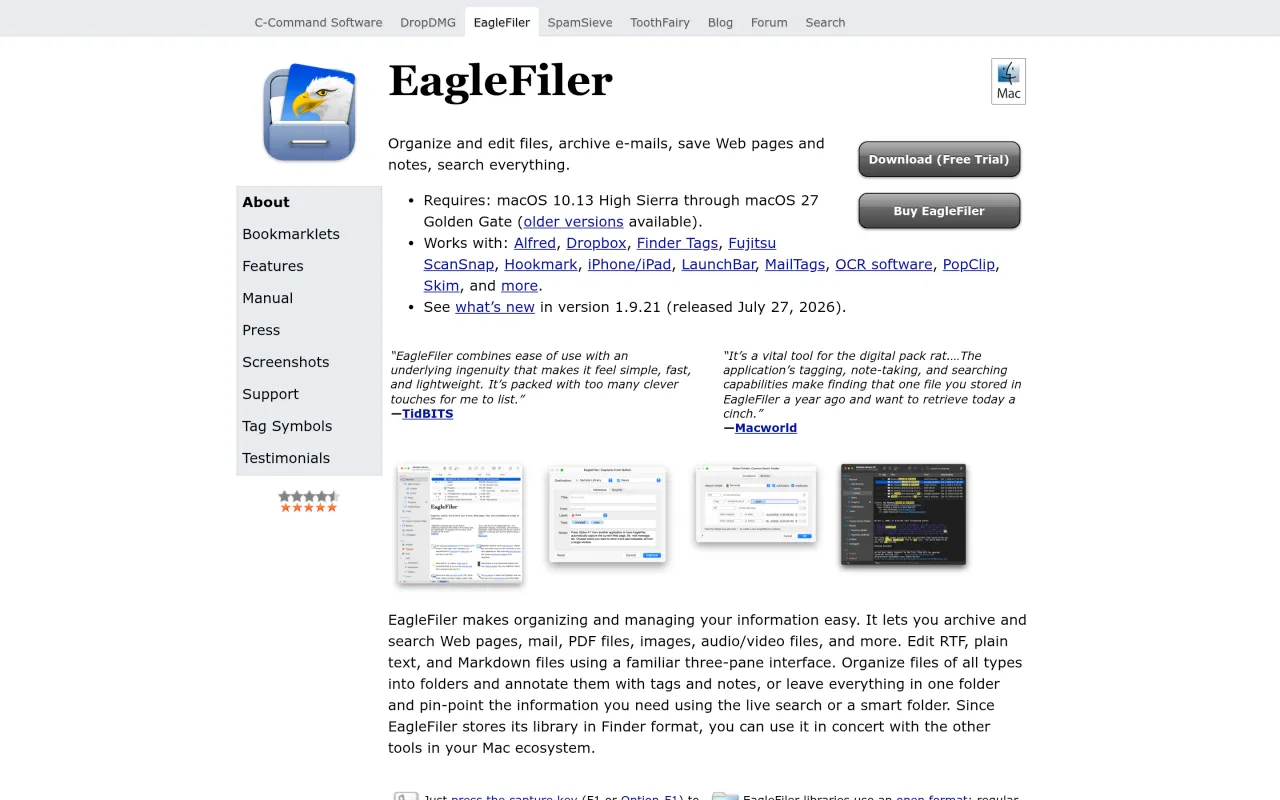The EagleFiler page at c-command.com