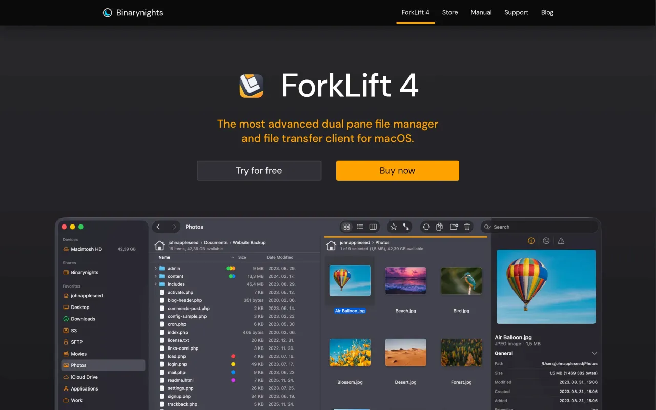 The ForkLift page at binarynights.com