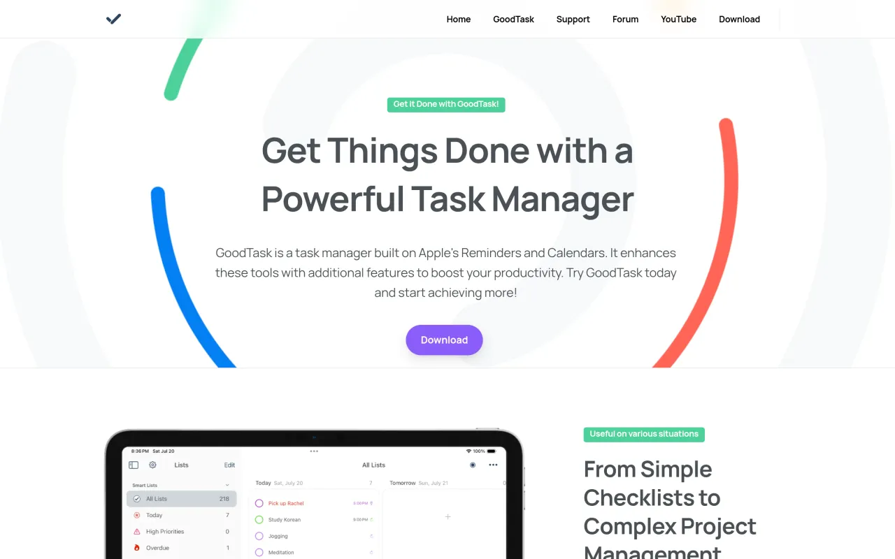 The GoodTask page at goodtaskapp.com