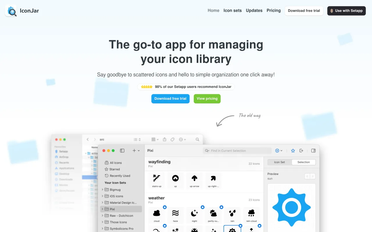 The IconJar page at geticonjar.com
