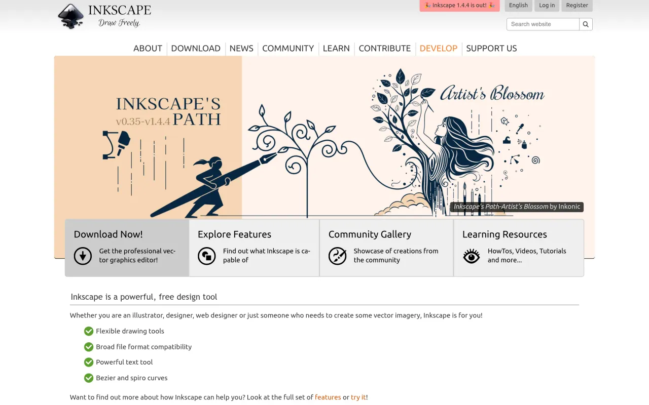 The Inkscape page at inkscape.org