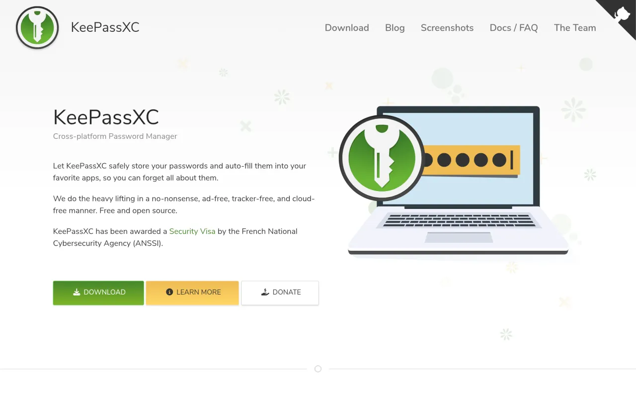 The KeePassXC page at keepassxc.org
