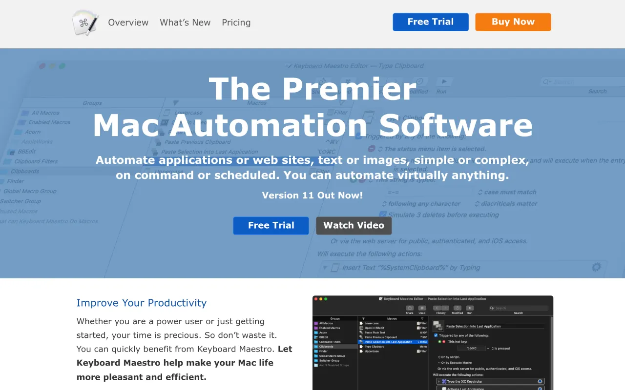 The Keyboard Maestro page at keyboardmaestro.com