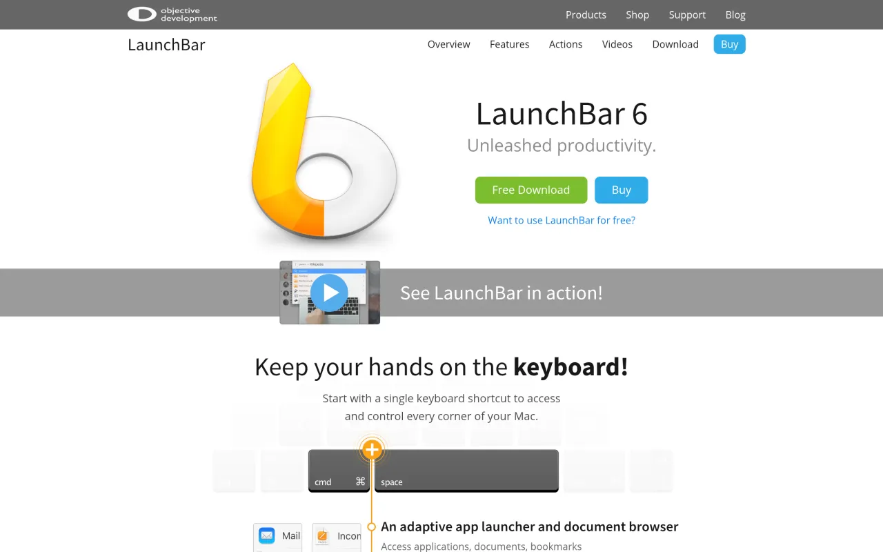 The LaunchBar page at obdev.at