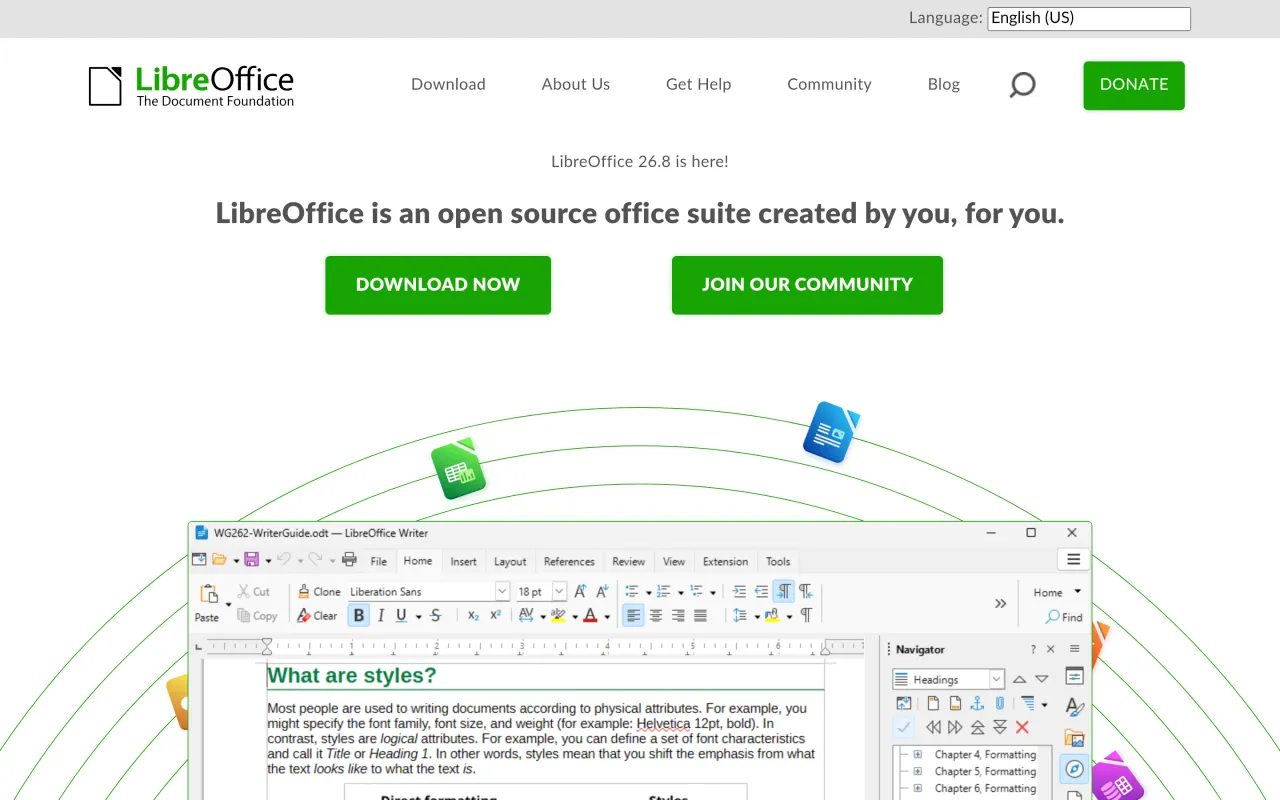 The LibreOffice page at libreoffice.org