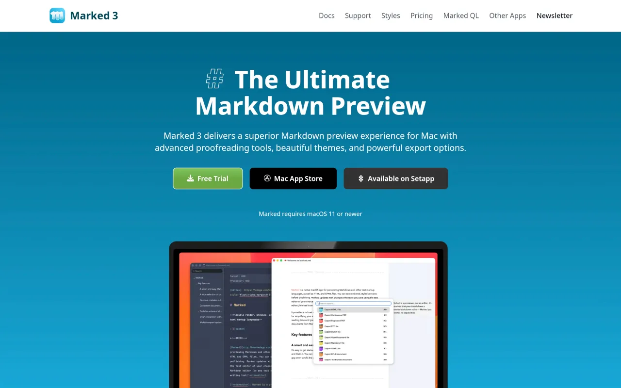 The Marked 3 page at markedapp.com