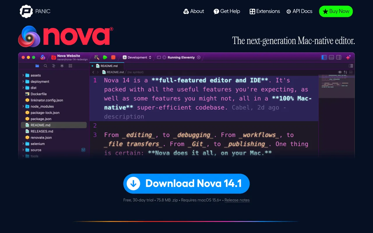 The Nova page at nova.app