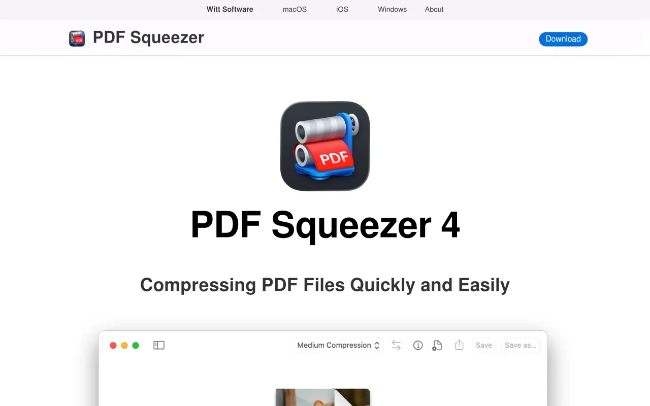 The PDF Squeezer page at witt-software.com