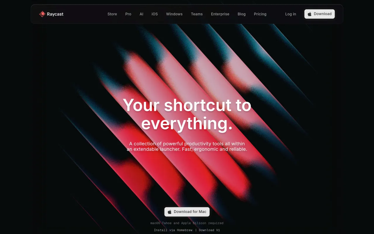 The Raycast page at raycast.com