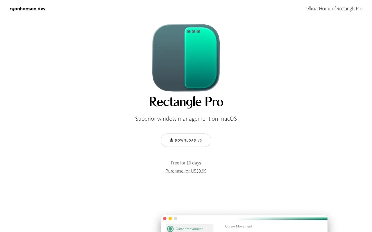 The Rectangle Pro page at rectangleapp.com