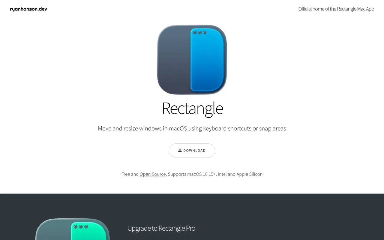 The Rectangle page at rectangleapp.com