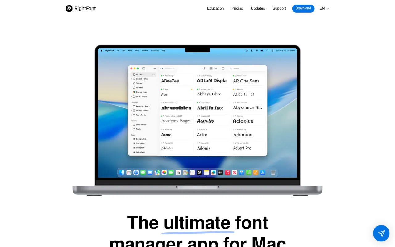 The RightFont page at rightfontapp.com