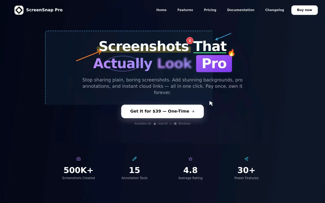 The ScreenSnap Pro page at screensnap.pro