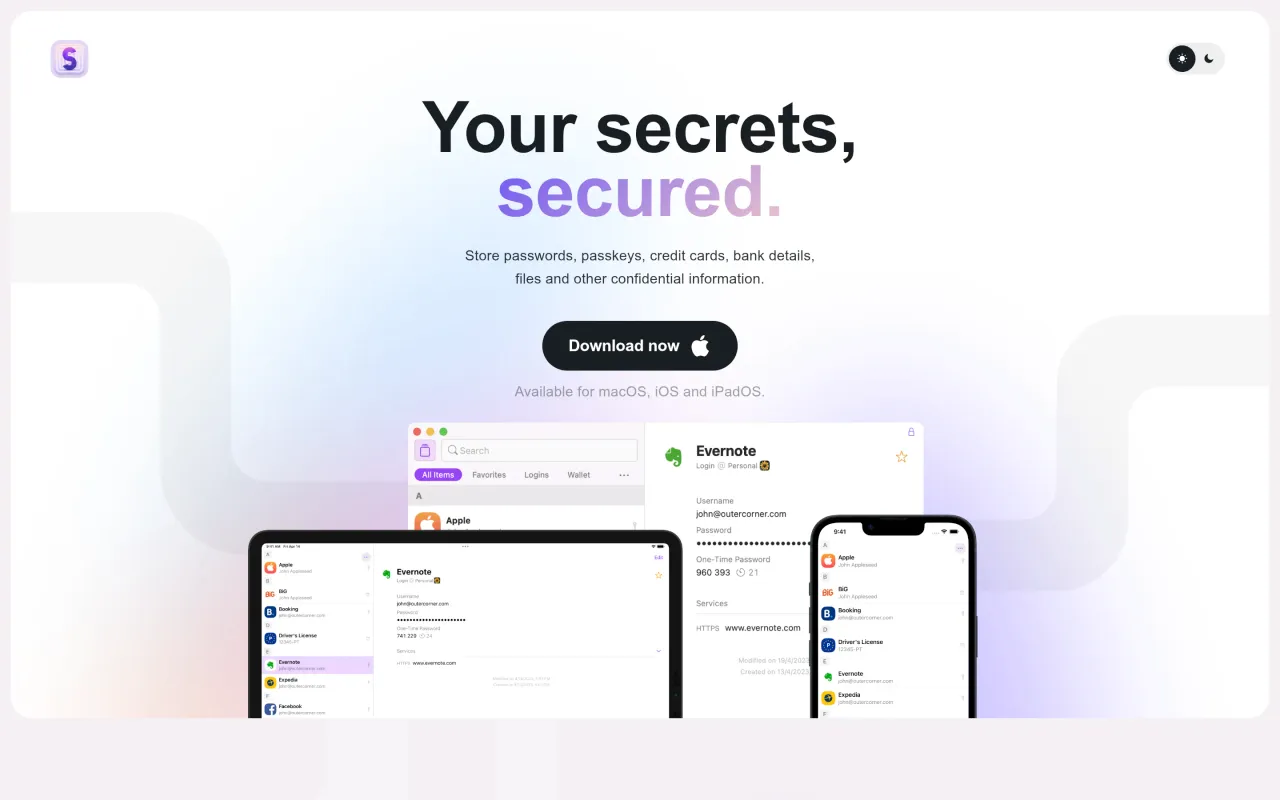 The Secrets page at secrets.app