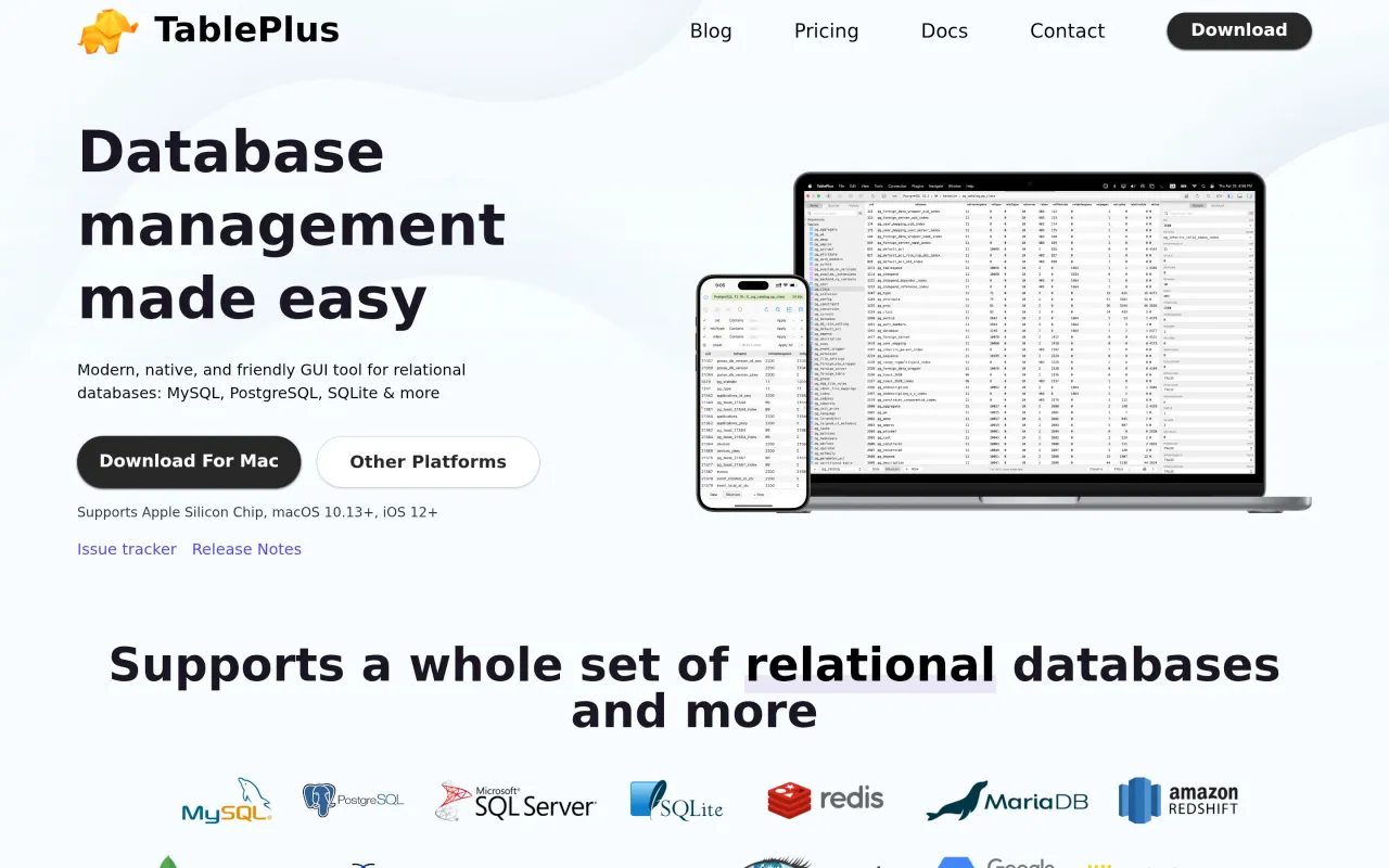 The TablePlus page at tableplus.com
