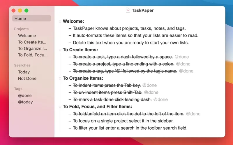 TaskPaper screenshot 1 of 3