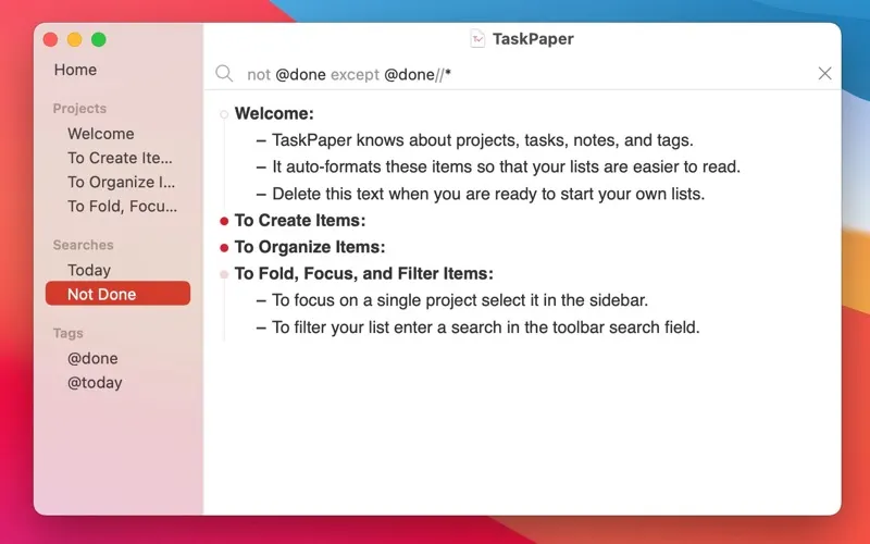 TaskPaper screenshot 2 of 3