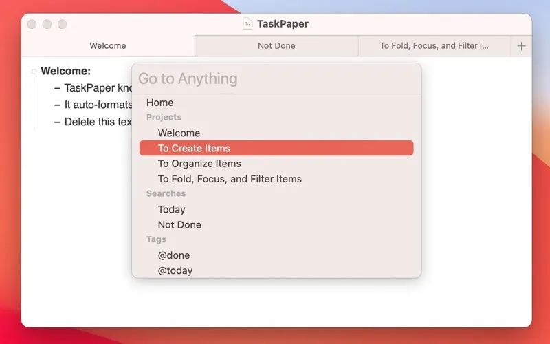 TaskPaper screenshot 3 of 3