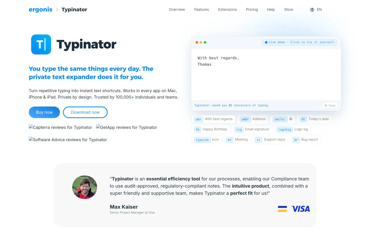 The Typinator page at ergonis.com