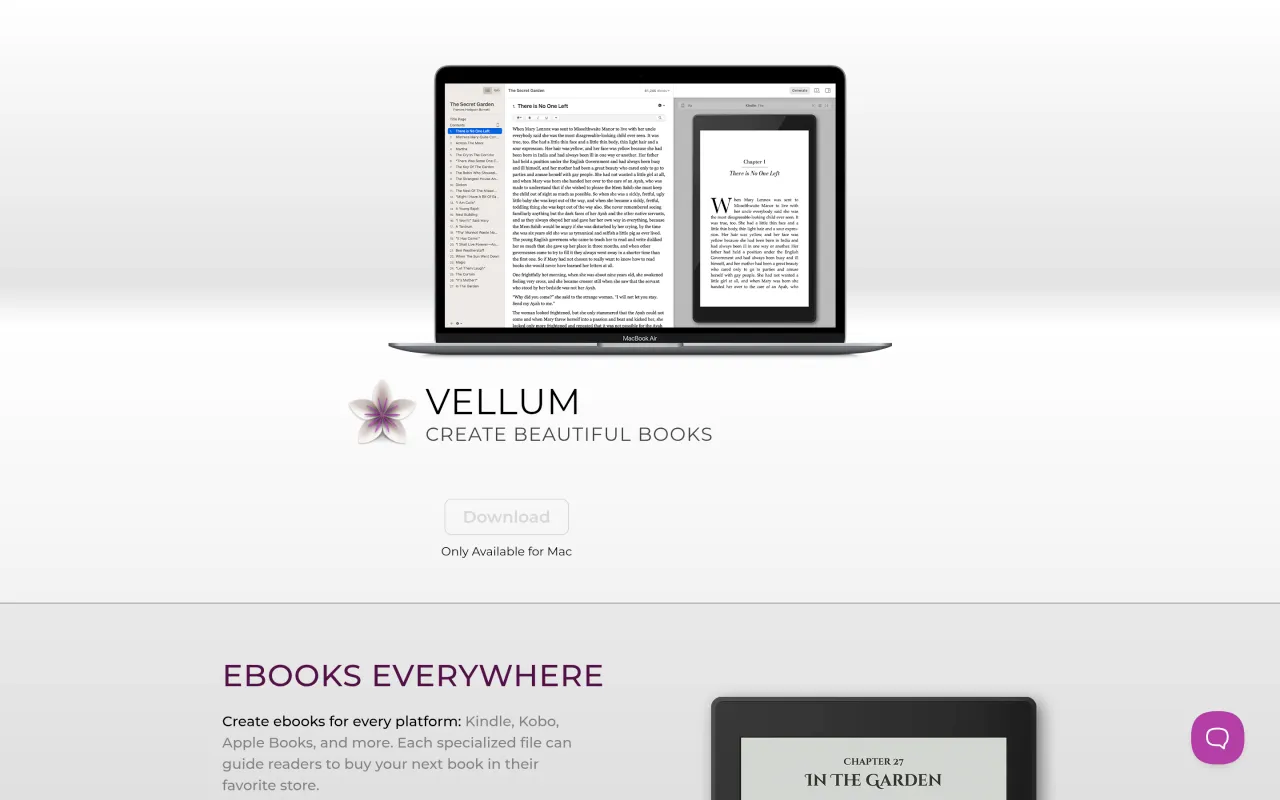 The Vellum page at vellum.pub