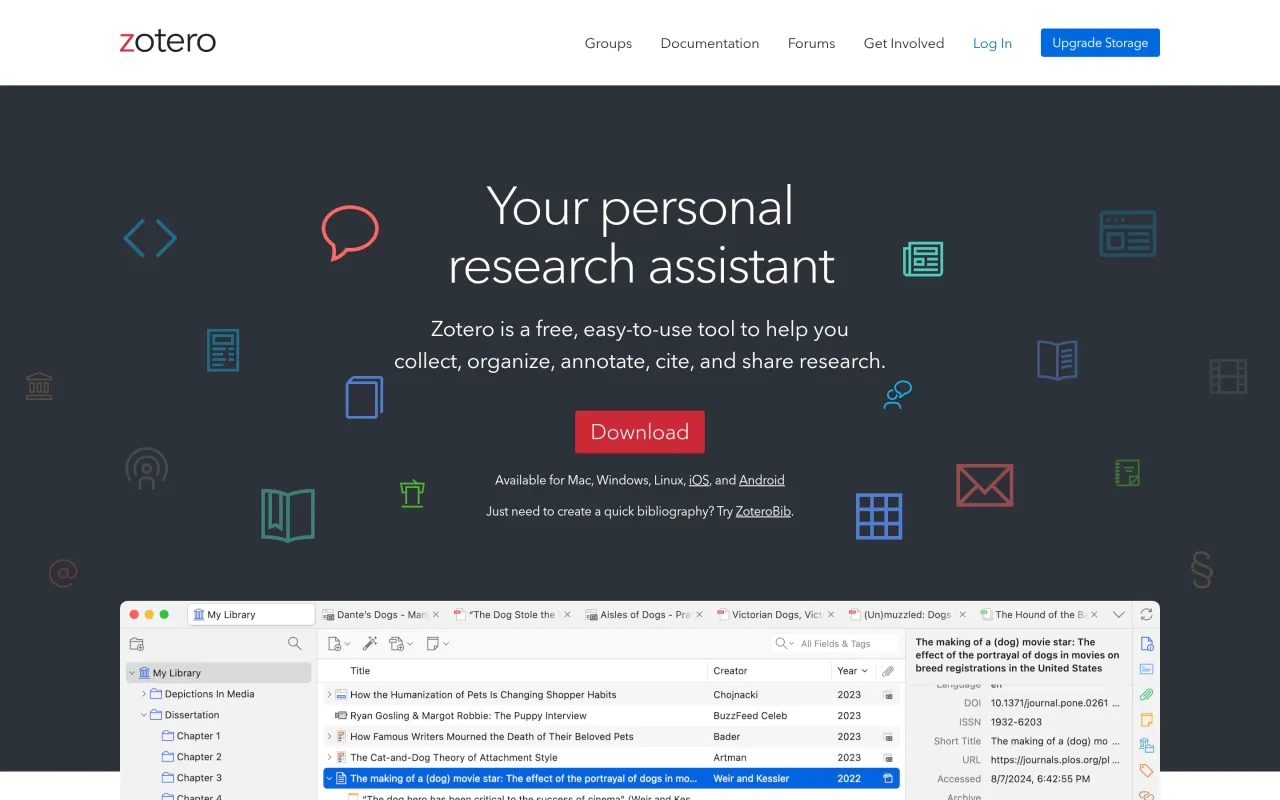 The Zotero page at zotero.org
